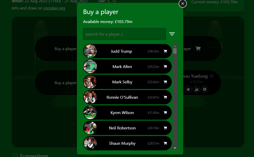 Pick your favorite players. Choose wisely.